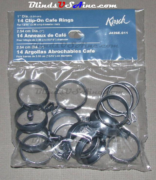 Kirsch 1 inch Cafe' Clip On Rings, pack of 14, Finish: Antique Pewter, Item # DRP-CAFE-011