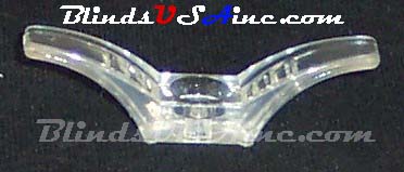 2 inch long clear plastic cord cleat, comes with screws, Item # CLE-SNG1