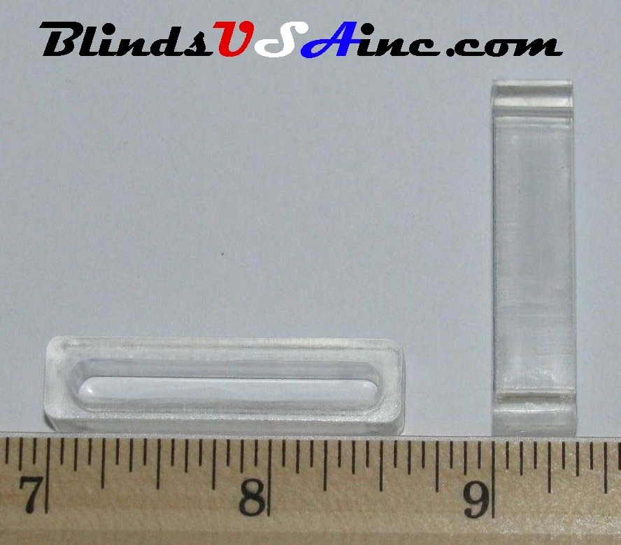 3/8 x 1-5/8 x 3/8 inch clear plastic Spacer Block, #SPCR-20, measurement