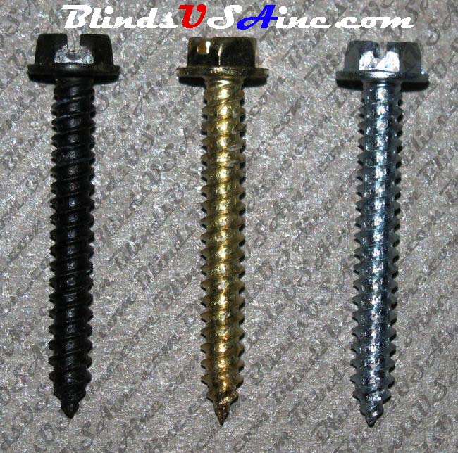 1/4" Hex-Head Wood Screws, #8, 1-1/2" long, 3 finishes available black brass and zink, Package of 10, Item # SCR-H12