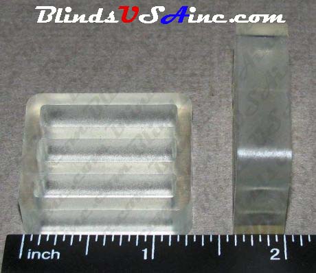 1-5/16 x 1-1/8 x 3/8 inch clear plastic Spacer Block, #SPCR-14, measurement