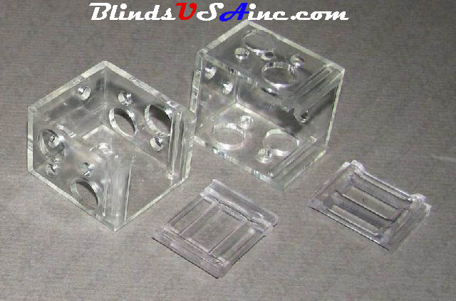 Mini Blind Box End Brackets, 1" wide, 1-1/8" tall, clear plastic