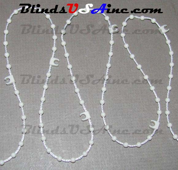 Vertical Blind Ivory Plastic Bead Chain n Clip