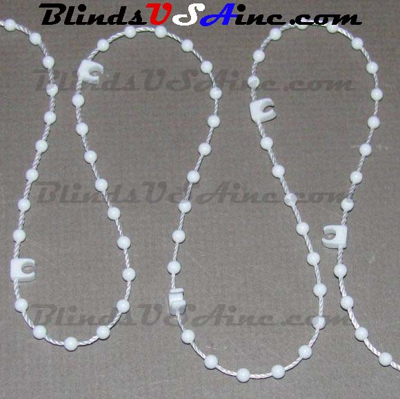 Vertical Blind White Plastic Bead Chain n Clip