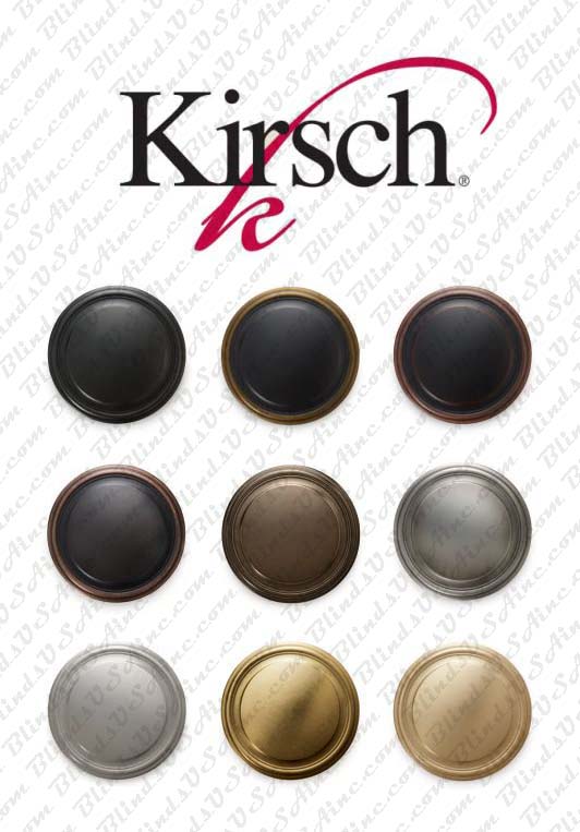 Kirsch Designer Metals color chart of 9 color finishes