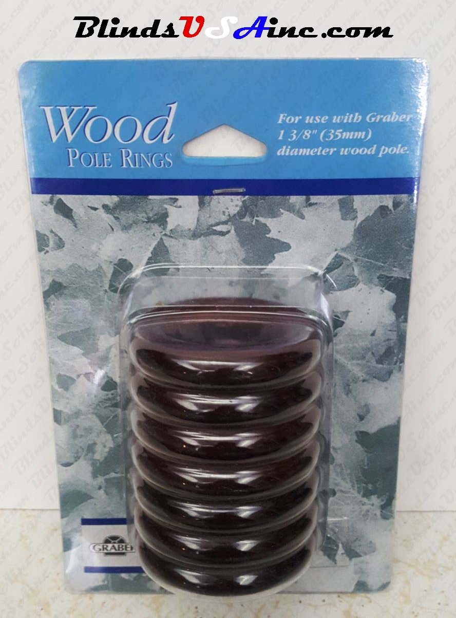 Graber 1-3/8" Wood Pole Ring, pack of 7, finish cherry, Part # 3-552-77