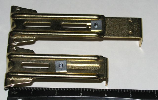 Kirsch Wood Pole Universal Metal Support Extended Bracket, finish brass, Part # 5619-063, measurement