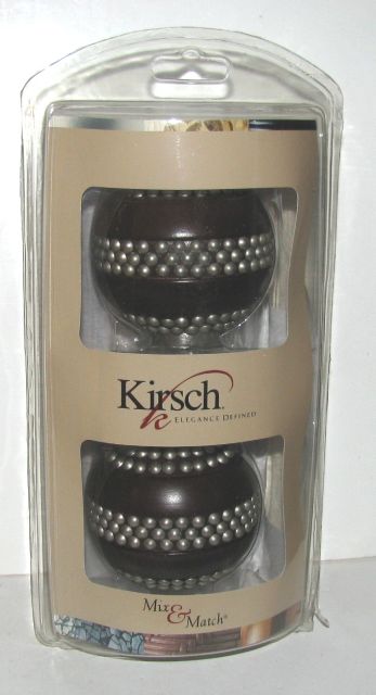 Kirsch Mix & Match Screw in Finials, Design: Studded Ball, Finish: Mahogany, Part # 73292-999