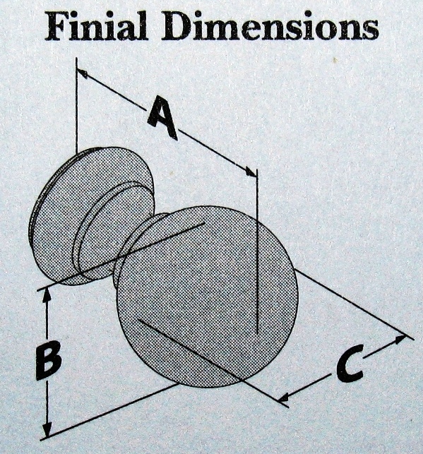Kirsch Finial Dimension chart